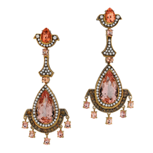 Yellow gold 18k - Morganite - Diamond.  One-of-a-kind