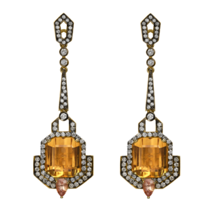 Yellow gold 18k - Imperial Topaz - Diamond.  One-of-a-kind