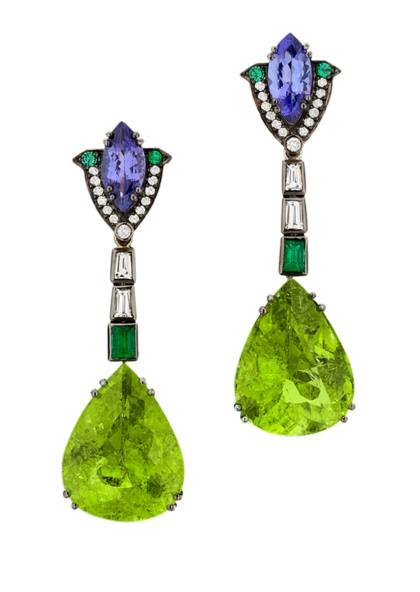 White gold 18k - Tanzanite - Green Gold - Emerald - Diamond.  One-of-a-kind