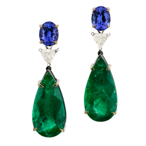 White gold 18k - Emerald - Sapphire - Diamond.  One-of-a-kind