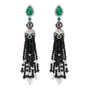 White gold 18k - Emerald - Pearl - Diamond.  Limited series (5)