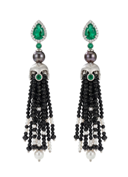 White gold 18k - Emerald - Pearl - Diamond.  Limited series (5)