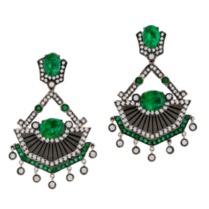 White gold 18k - Emerald - Diamond.  One-of-a-kind