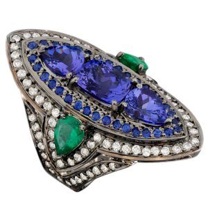 White gold 18k - Sapphire -Emerald - Diamond