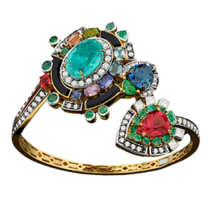 Yellow gold 18k - Paraíba Turmaline - Rodonite - Emerald - Diamond