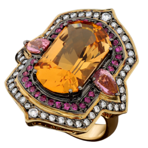 Yellow gold 18k - Imperial Topaz - Rubelite - Diamond