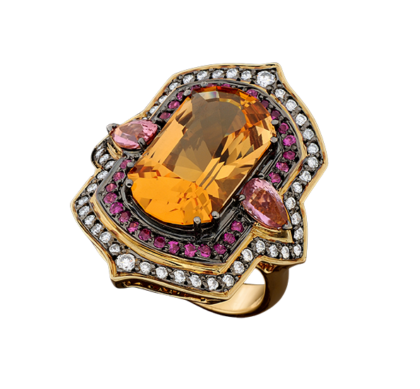 Yellow gold 18k - Imperial Topaz - Rubelite - Diamond