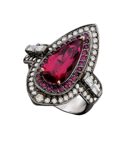 White gold 18k - Rubelite - Diamond