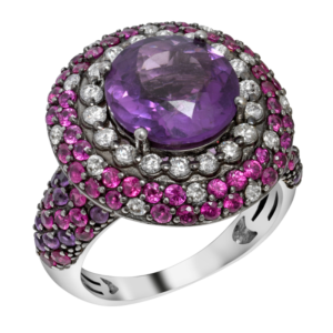 White gold 18k - Amethist - Rubelite - Diamond