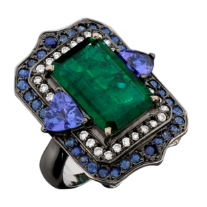 White gold 18k - Emerald - Tanzanite - Diamond