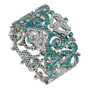 Arabesc Bracelet: White gold 18k - Paraíba Turmaline - Diamond