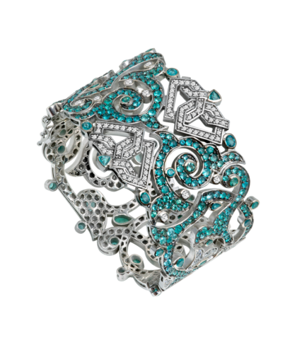 Arabesc Bracelet: White gold 18k - Paraíba Turmaline - Diamond