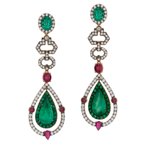 White gold 18k - Emerald - Rubi - Diamond.  One-of-a-kind