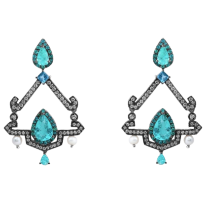 18k White gold, Paraíba Turmaline and Diamond earring.