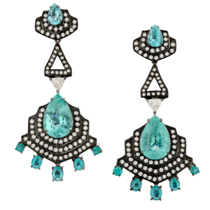 18k White gold - Paraíba Turmaline and Diamond earring.