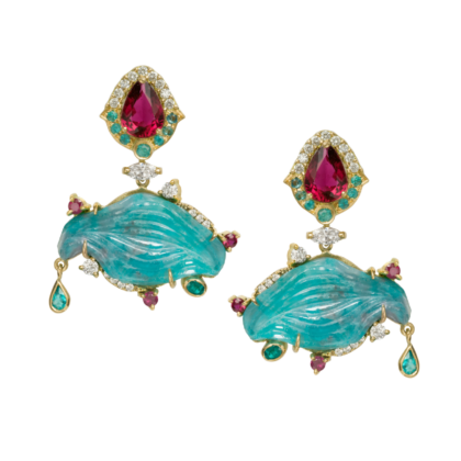 18k White gold - Paraíba Turmaline and Diamond earring.