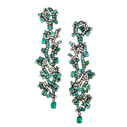 18k White gold - Paraíba Turmaline and Diamond earring.