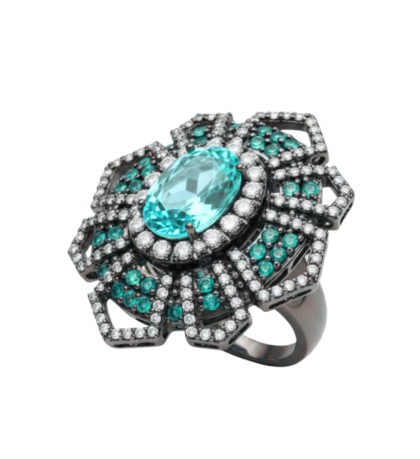 18k White gold - Paraíba Turmaline and Diamond ring.