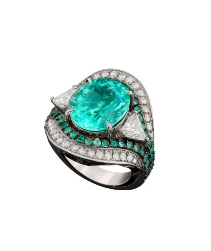 18k White gold, Paraíba Turmaline and Diamond ring.