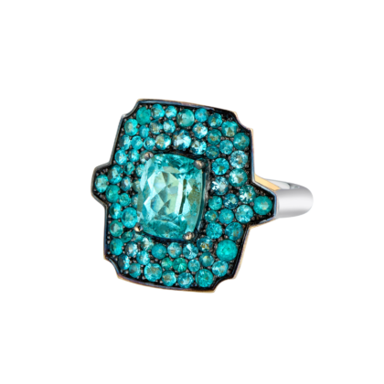 18k White gold - Paraíba Turmaline and Diamond ring.