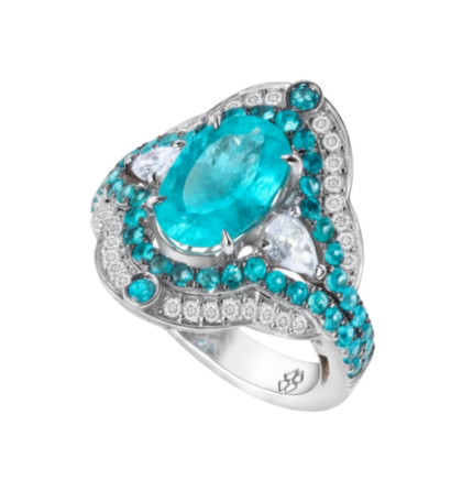 18k White gold, Paraíba Turmaline and Diamond ring.
