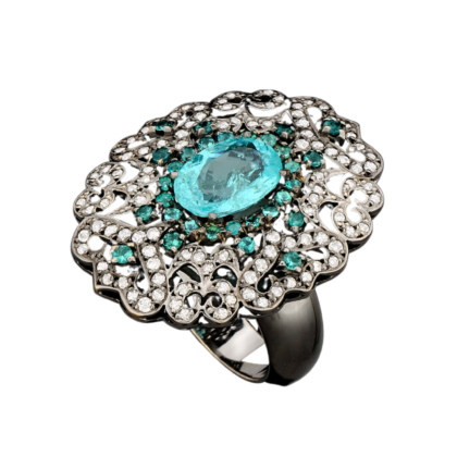 18k White gold, Paraíba Turmaline and Diamond ring.