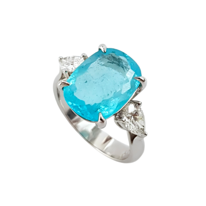 18k White gold, Paraíba Turmaline and Diamond ring.
