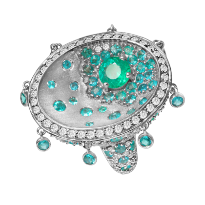 18k White gold, Paraíba Turmaline and Diamond ring.