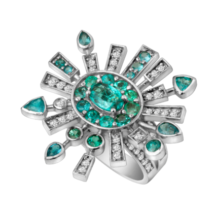 18k White gold, Paraíba Turmaline and Diamond ring.