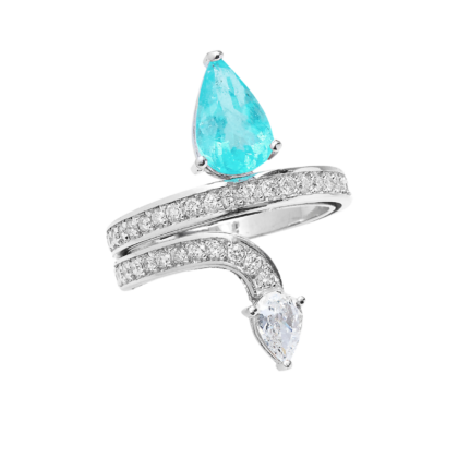 18k White gold - Paraíba Turmaline and Diamond ring.
