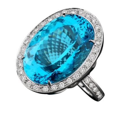 18k White gold - Paraíba Turmaline and Diamond ring.