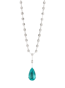 18k White gold - Paraíba Turmaline and Diamond earring.